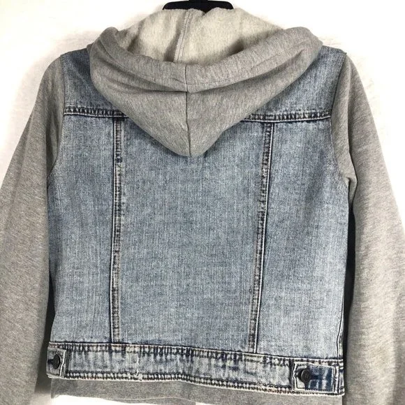 Highway Jeans Girls Denim Jacket Size S Hooded Sweatshirt Button Up Casual - Picture 14 of 15